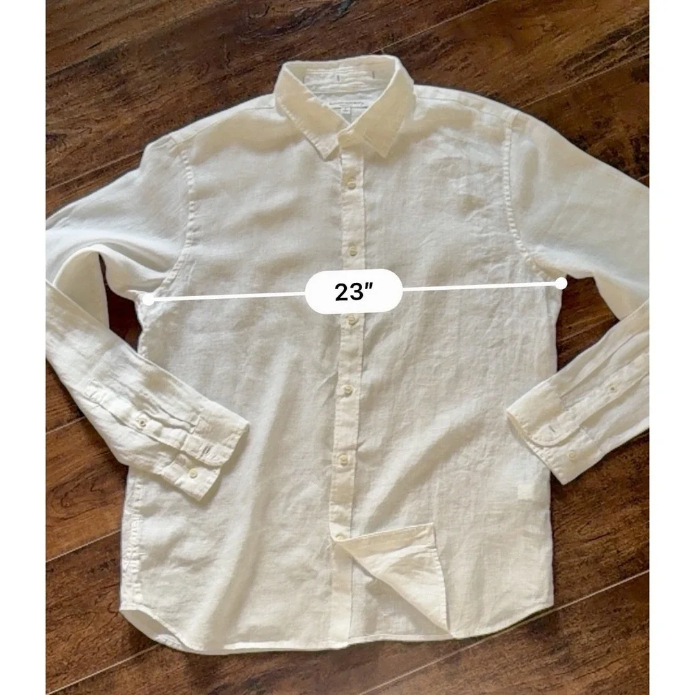 Banana Republic Standard Linen Shirt Mens L Tall White 100% Linen $100 NWOT